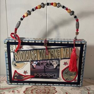 ❄️HP❄️ New England Patriots OOAK Multicolor Decoupage Cigar Box Bead Clutch